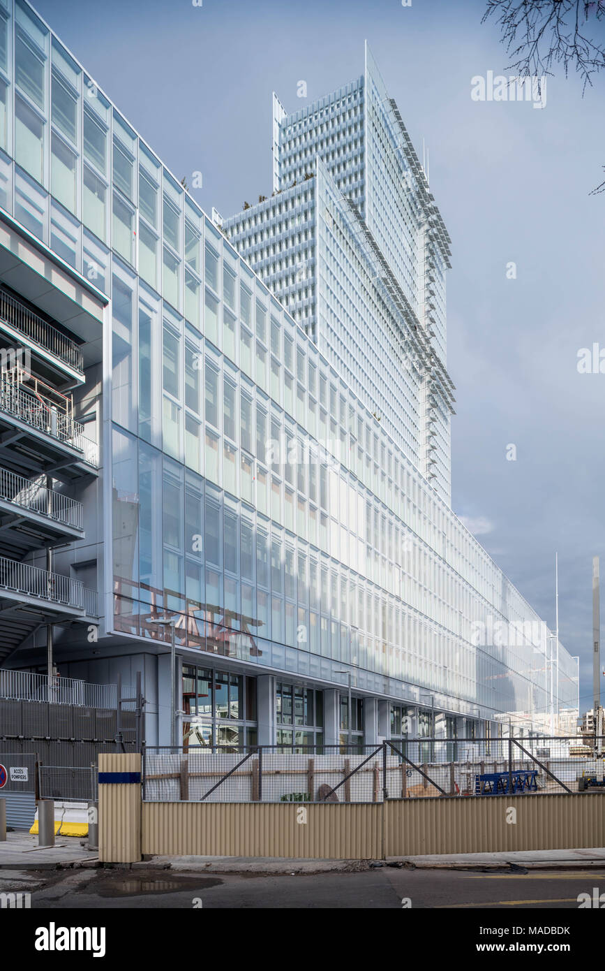 France, Paris - 31 March 2018: Paris new courthouse - Nouveau palais de justice de Paris, designed by Renzo Paino building workshop Stock Photo