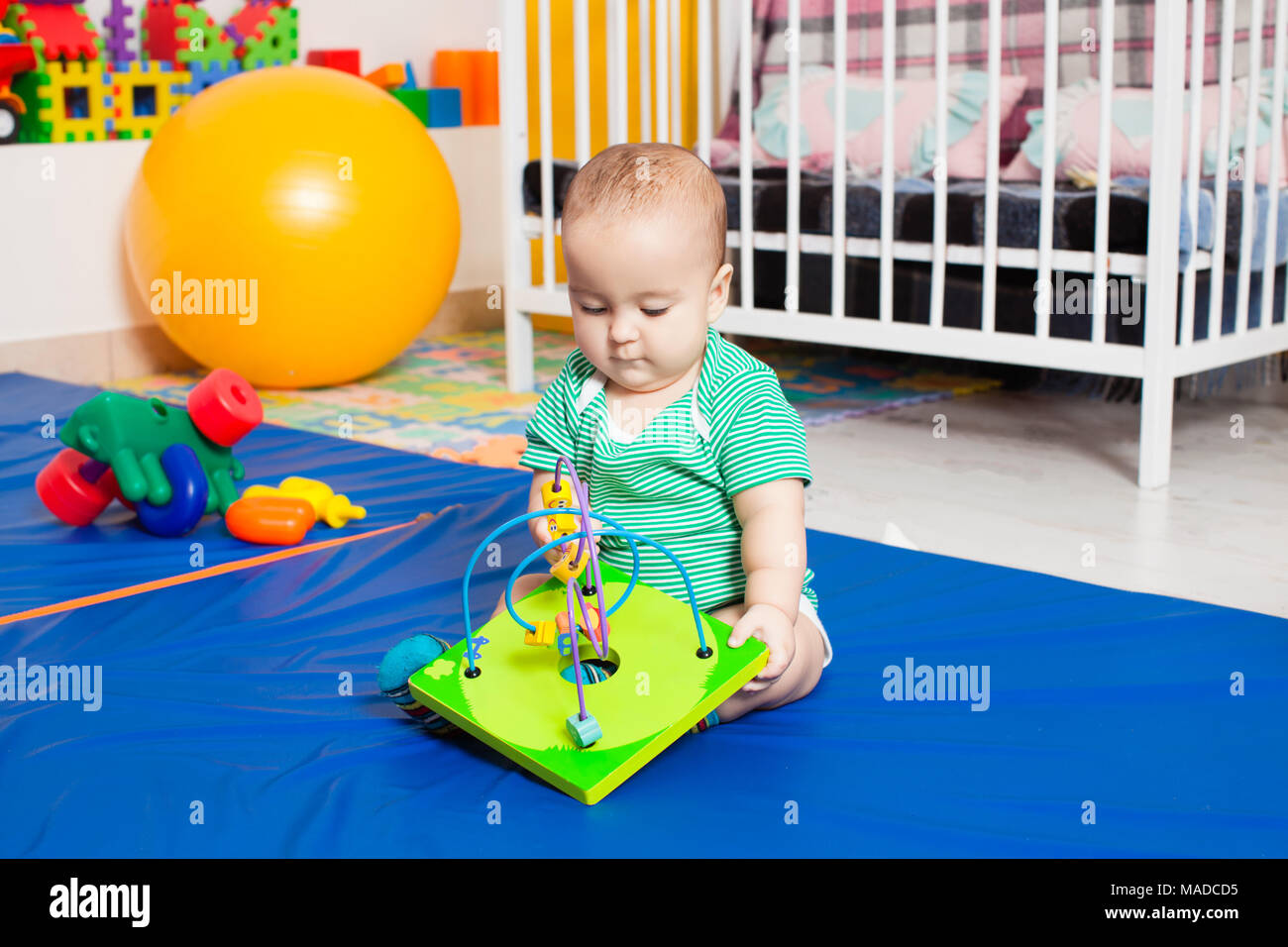 Boy in daycare Stock Photo Alamy