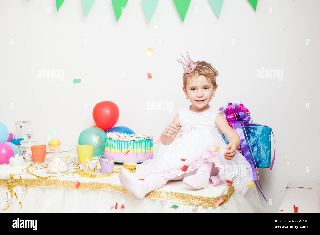 Happy little birthday girl Stock Photo - Alamy