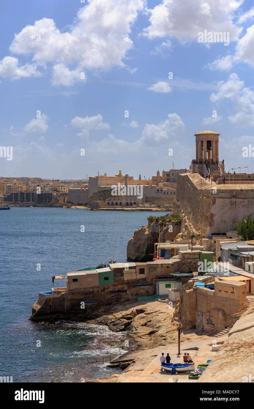 View across the entrance to the Grand Harbor at Valetta, Malta, in September 2017. Stock Photo
