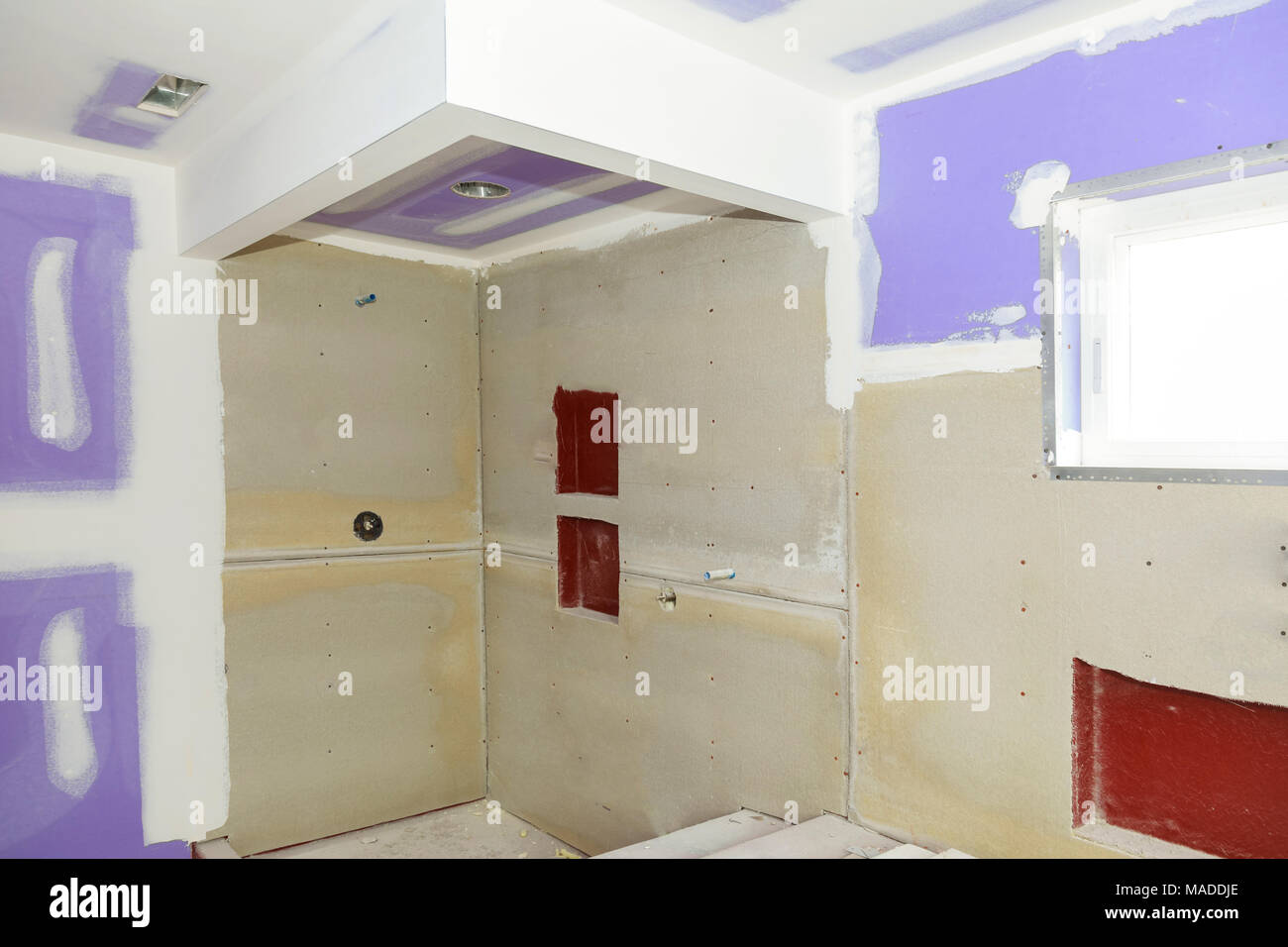 Bathroom Remodel Progresses As Drywall Is Smoothed Covering Seams