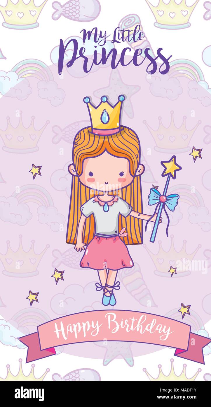 Happy birthday with cute princess card vector illustration graphic design Stock Vector Image & Art - Alamy