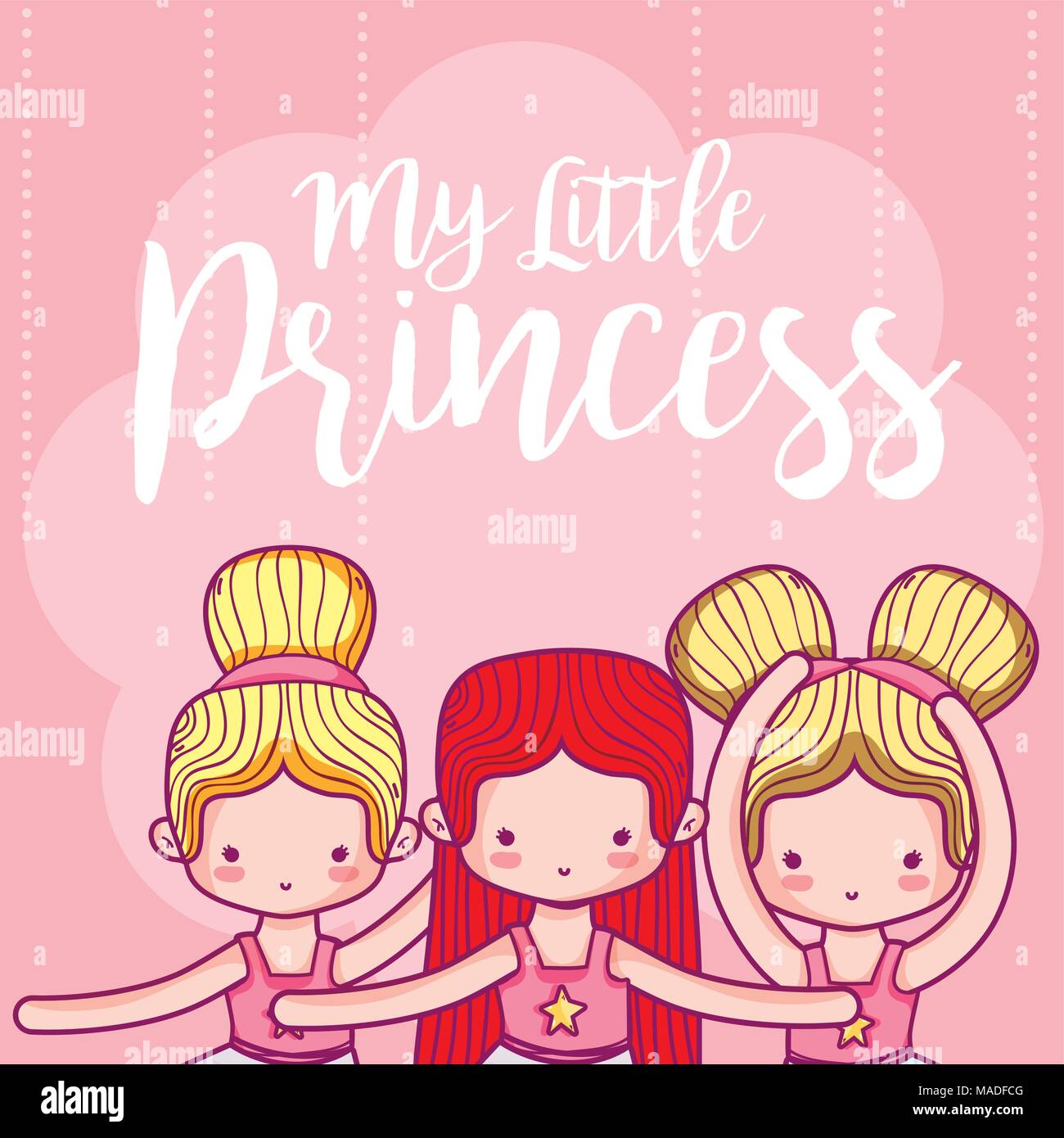 My Little Princess Cute Card With Girl Vector Illustration Graphic ...