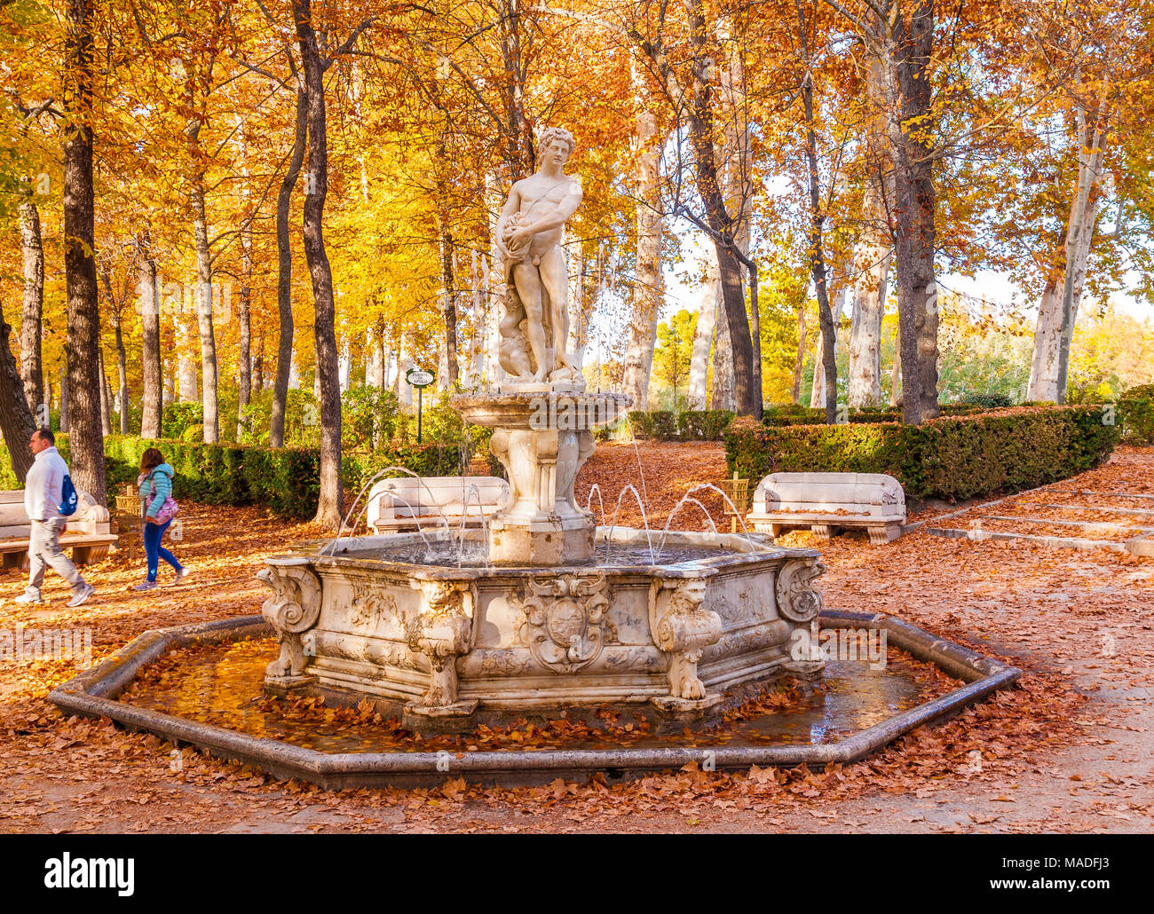 Fuente de Apolo en el Jardín de la Isla del Palacio Real de Aranjuez. Madrid. España Stock Photo