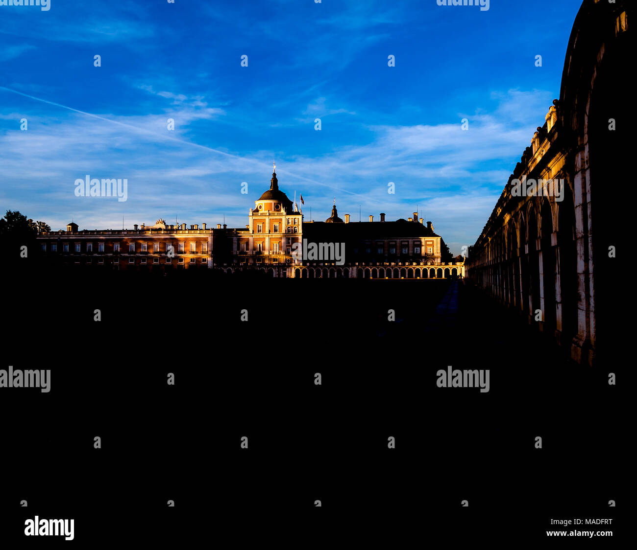 Atardecer en el Palacio Real de Aranjuez. Madrid. España Stock Photo