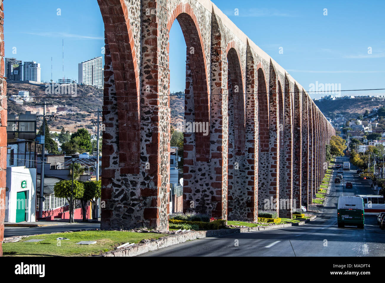 Los Arcos, aquaduct in Queretaro, Mexico Stock Photo