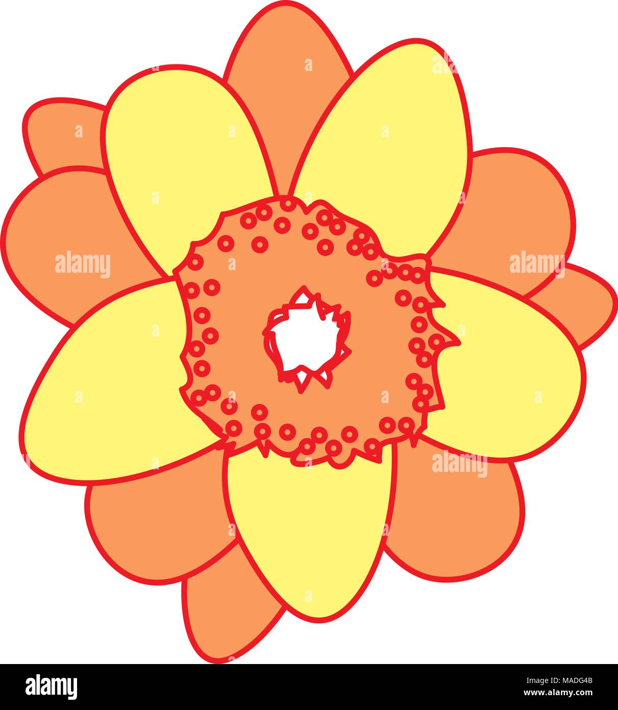 duo color cute flowers with cute nature petals vector illustration ...