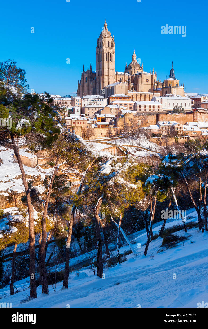 Catedral, muralla y Judería. Segovia. Castilla León. España Stock Photo