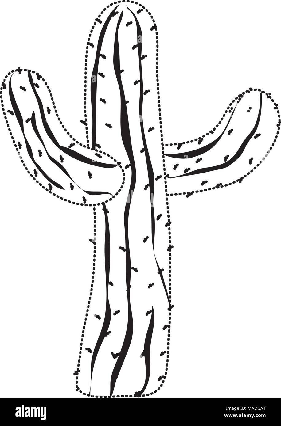 dotted shape tropical cactus plant nature in the desert vector ...