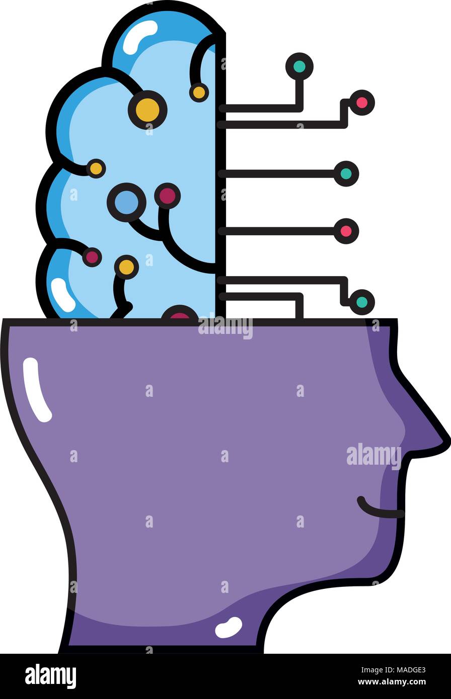 brain circuits to artificial intelligence technology vector illustration Stock Vector