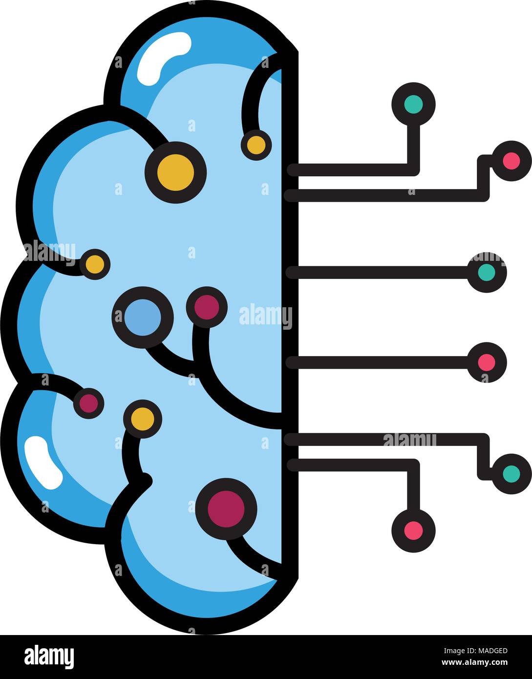 artificial intelligence to brain circuits technology vector ...