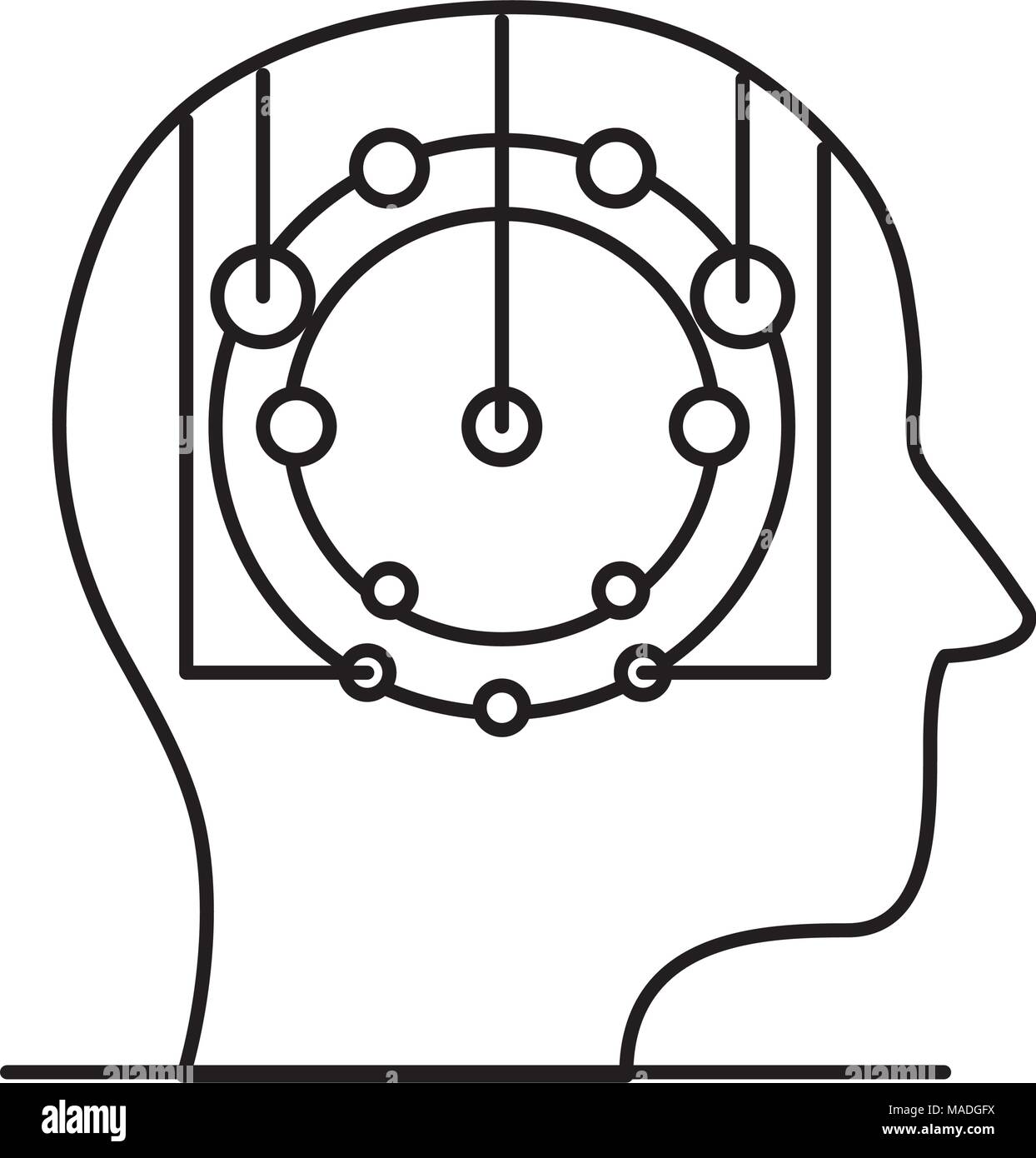 line artificial brain digital intelligence technology vector ...