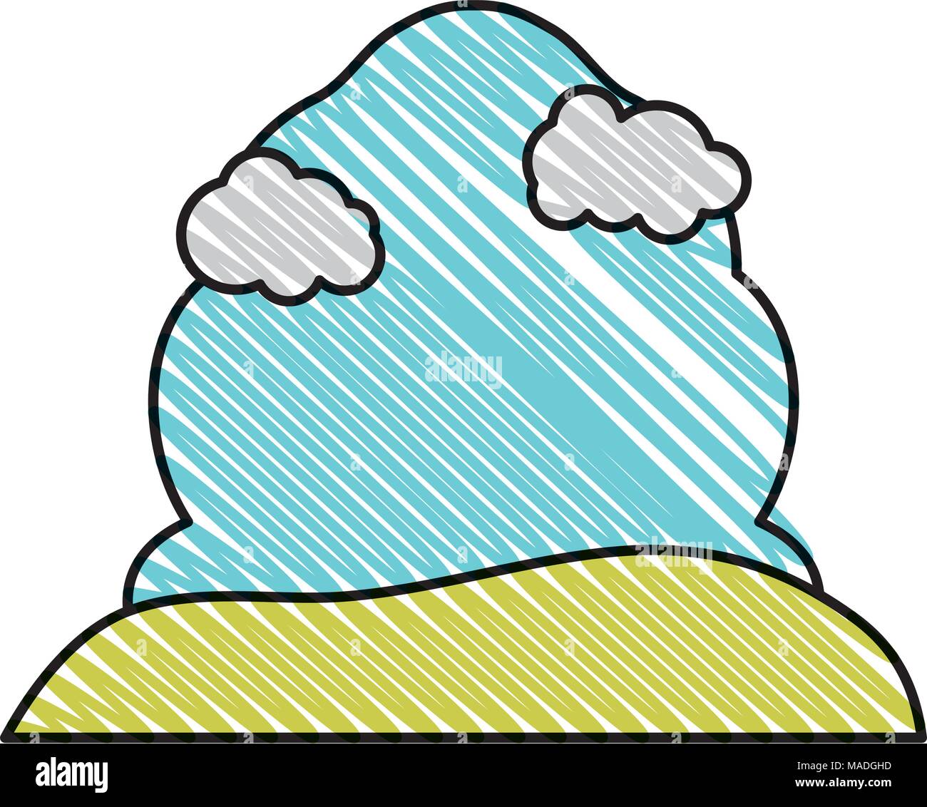 doodle nature landscape with clouds and nice sky vector illustration ...