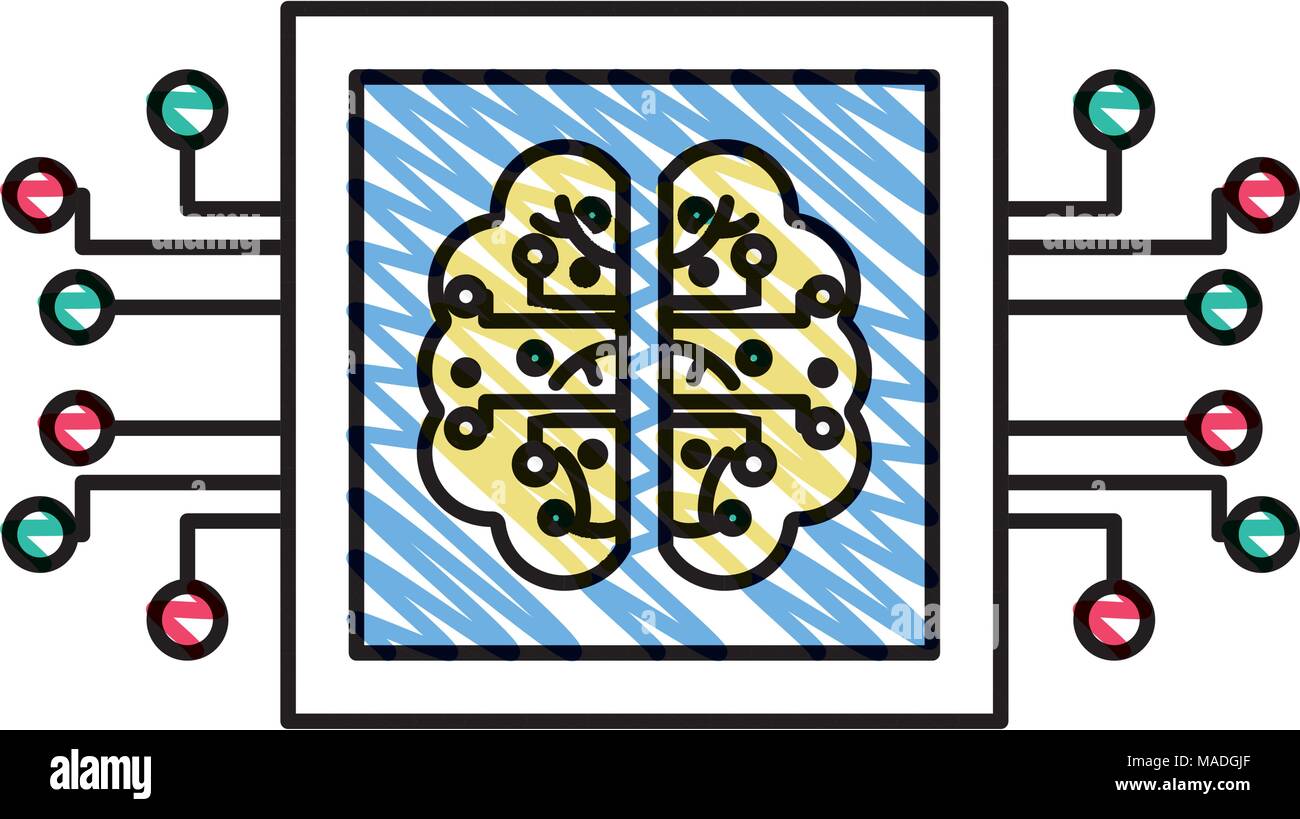 doodle chip brain circuits to artificial intelligence vector ...