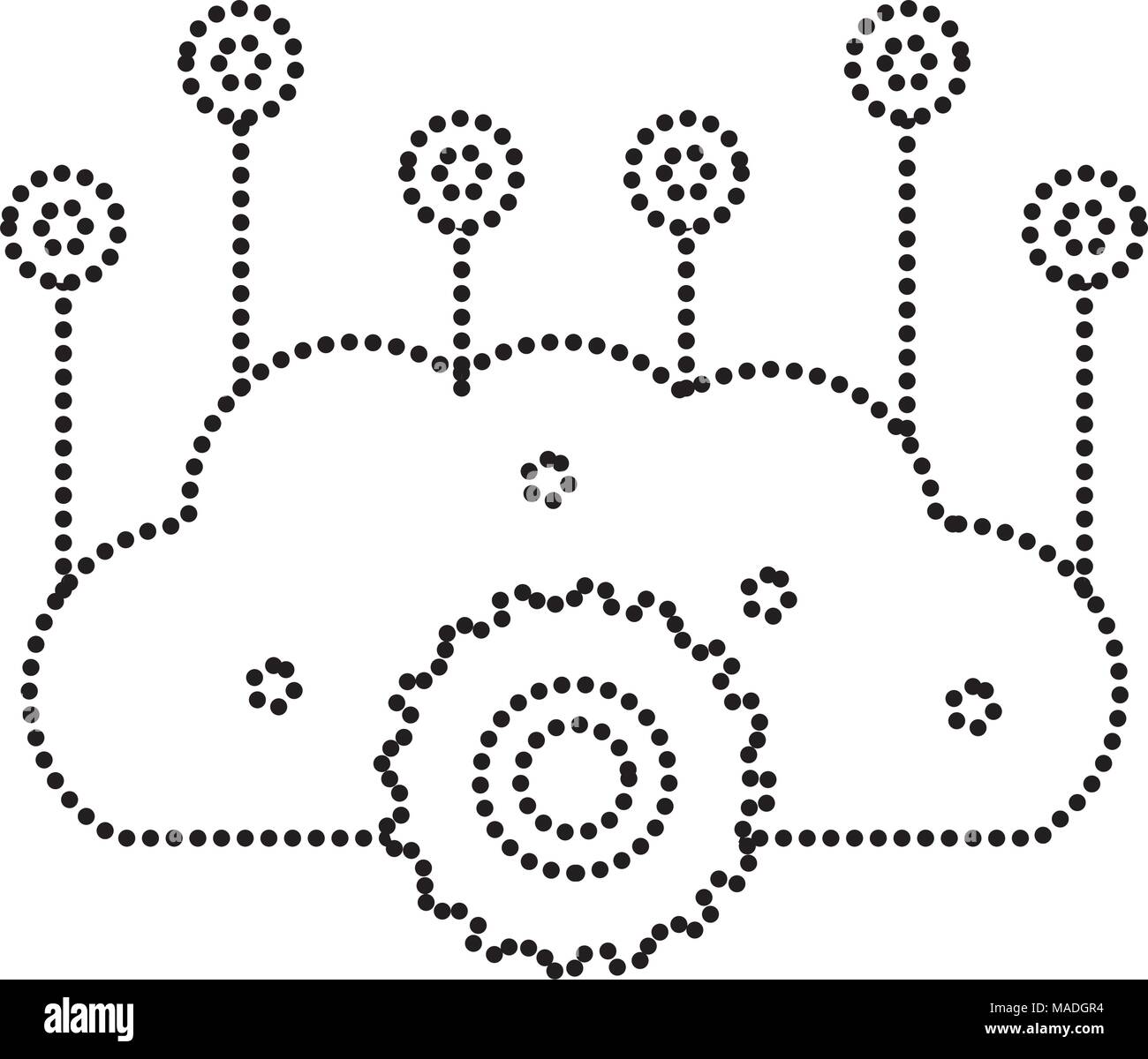 dotted shape brain with gears and circuits to artificial intelligence vector illustration Stock Vector