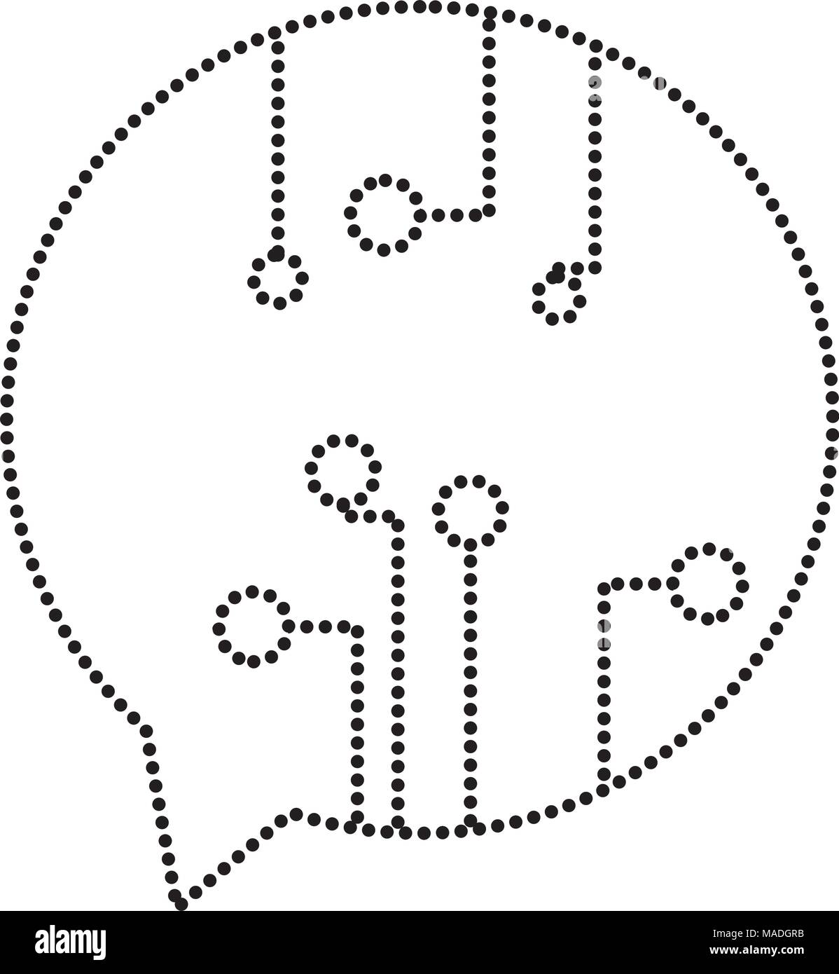 Dotted Shape Circuits Inside Chat Bubble To Digital Information Vector