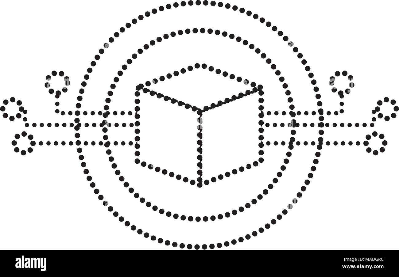 dotted shape cube circuits program to artificial information vector illustration Stock Vector