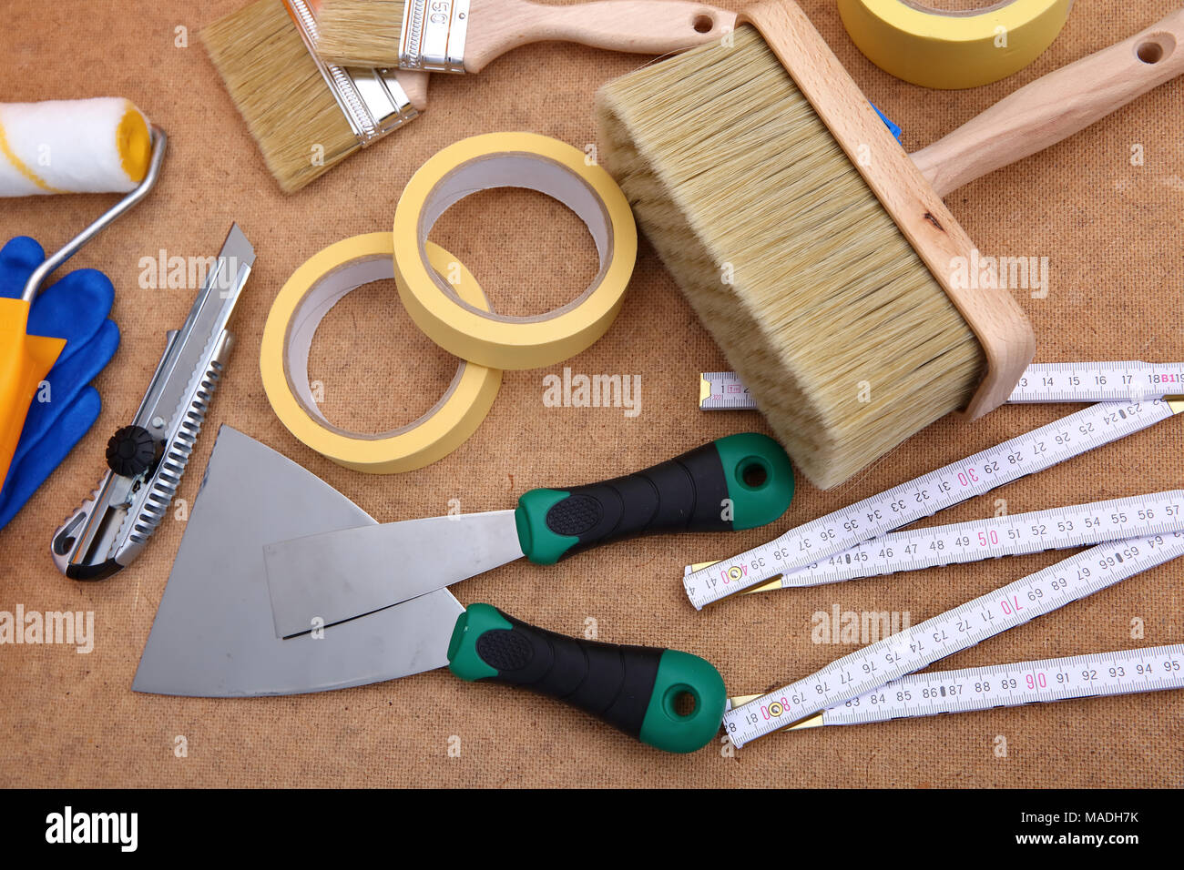 A collection of painting tools ready for use for hobbyist and