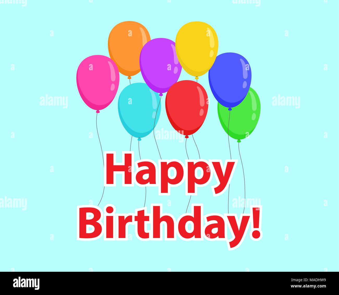 Happy birthday concept flying color balloons. Vector illustration Stock ...