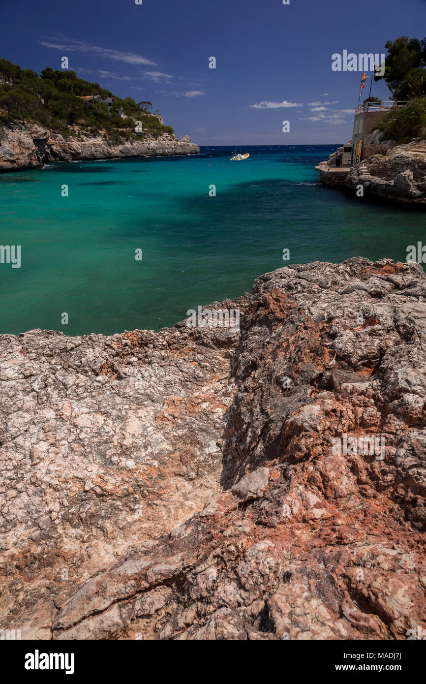 Rocks on the Mediterranean coast at Santanyi, Mallora Stock Photo