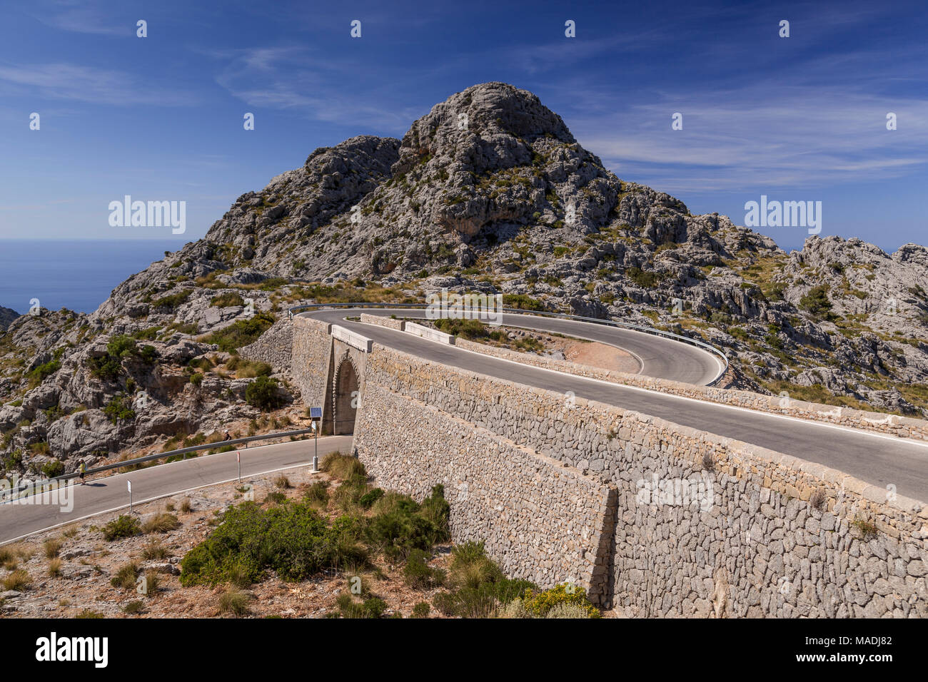 Looped road in the Tramuntana mountains, Mallorca Stock Photo