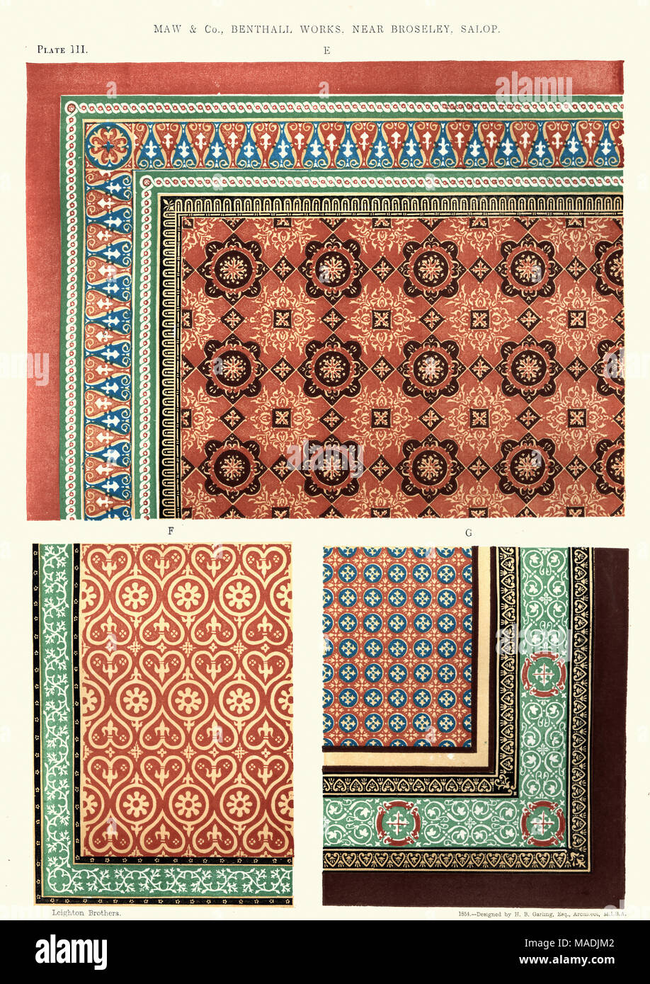 Antique Victorian Hall Floor Encaustic Geometric Tiles 170 