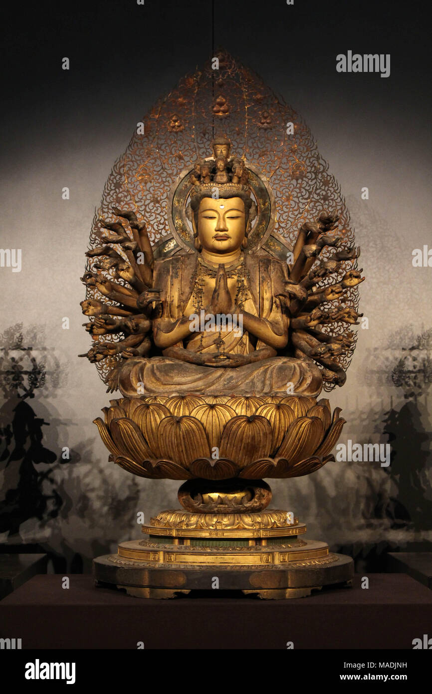 Buddha statues exhibited at Tokyo National Museum. The collectionss are impressive. Taken in Tokyo, February 2018. Stock Photo