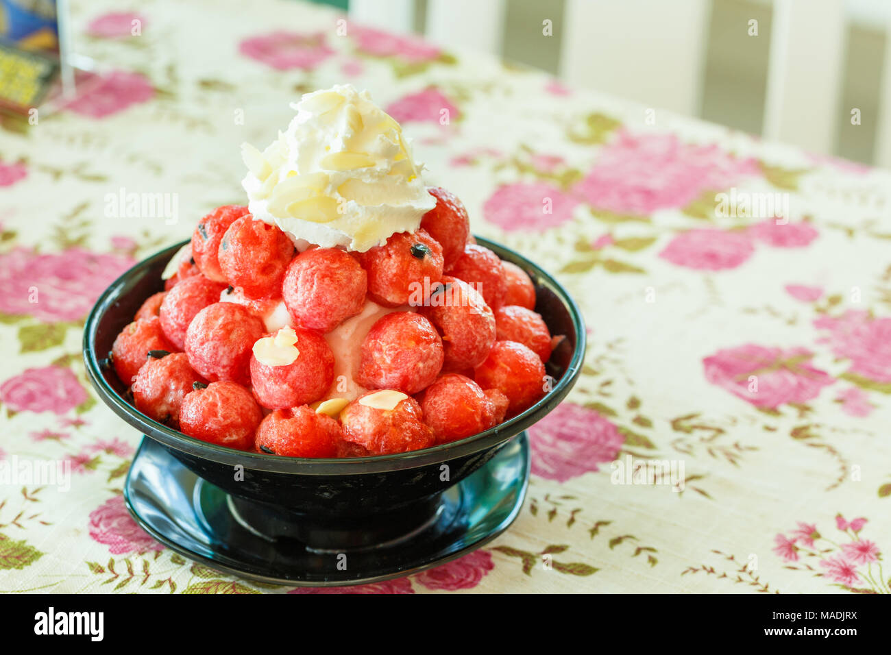 Watermelon on Shaved ice Stock Photo