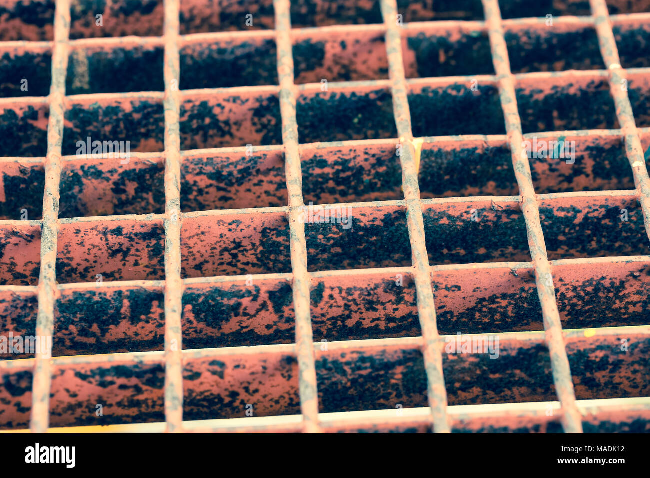 Close up Rust steel grating of drain cover Stock Photo Alamy