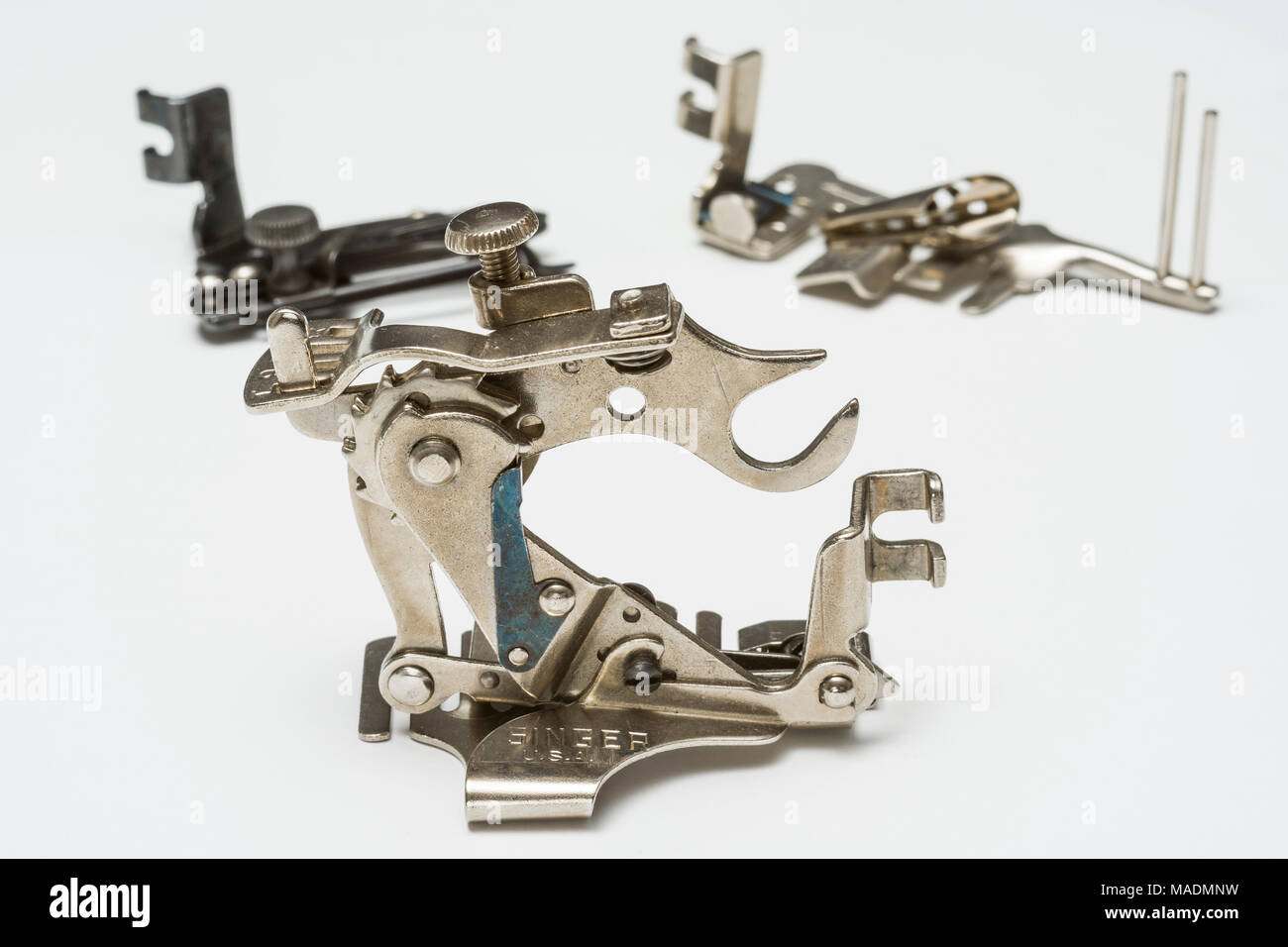 Parts and accessories for old Singer Sewing Machines Stock Photo Alamy