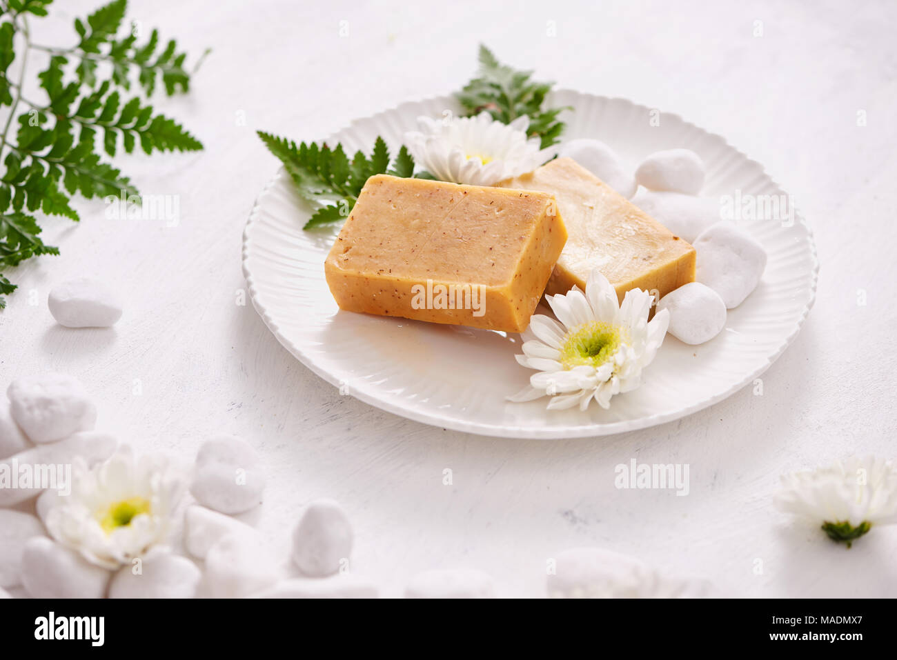 Handmade Soap closeup.Spa products Stock Photo