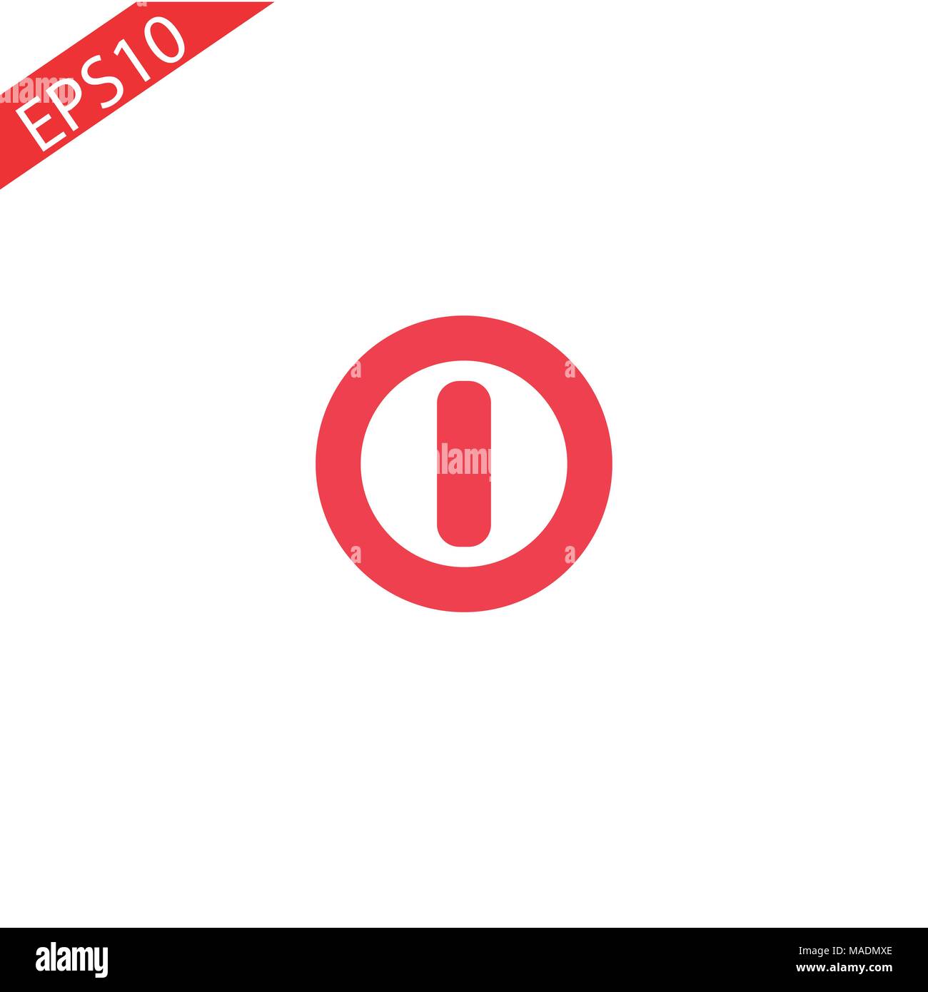 Power sign icon. Red power button. Flat design style. Made vector ...