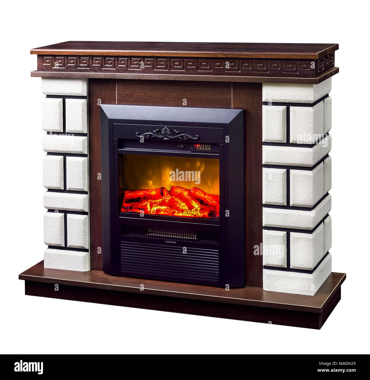 modern decorative electric fireplace with a beautiful burning flame