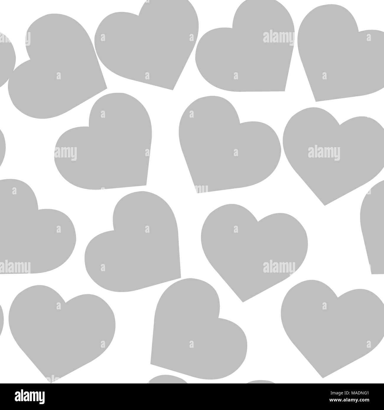 Seamless pattern of various hearts, gray on white Stock Photo - Alamy