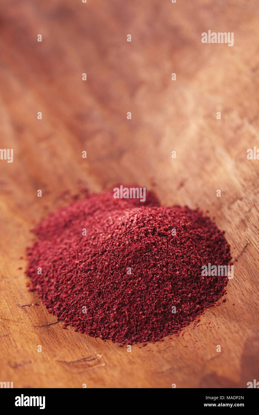 Ground Red Sumac Berries spice in silver bowl Stock Photo Alamy