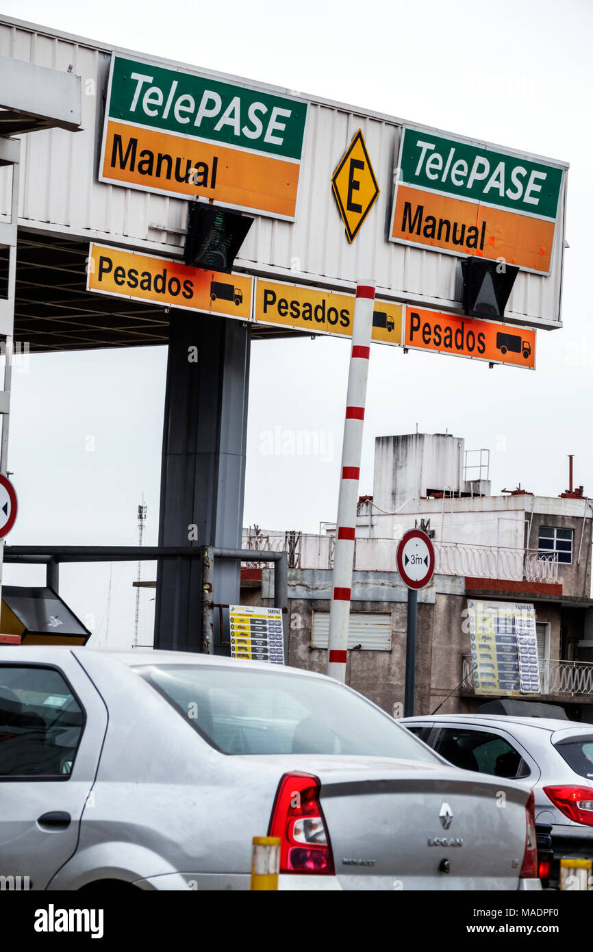 Buenos Aires Argentina,National Highway Route A002 Autopista Teniente General Pablo Riccheri,highway,toll road collection area,car,Hispanic,ARG1711303 Stock Photo