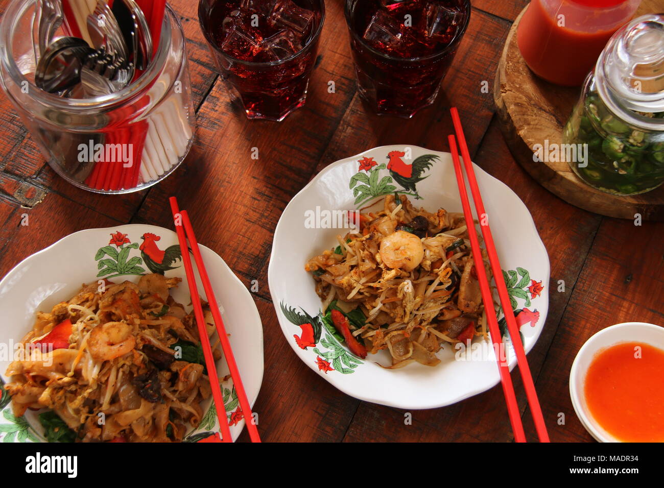 Fried Kway Teow A Popular Street Food Dish Of Stir fried Flat Rice streat-thai