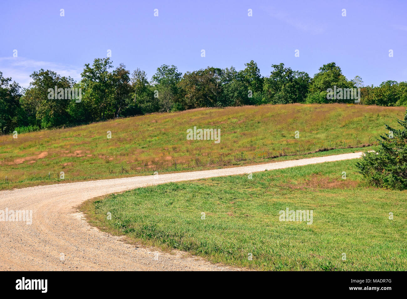 dirt road winding through the countryside in Alabama Stock Photo