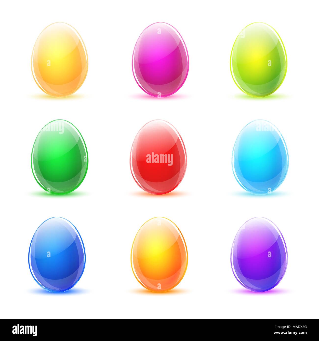 Colorful realistic easter eggs isolated on white background vector Stock Vector