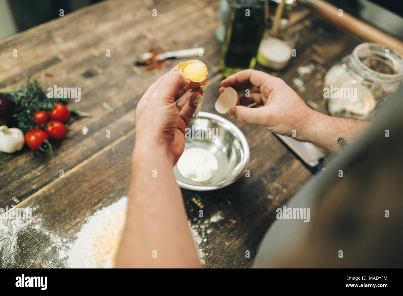 Homemade pasta cooking process, dough preparation Stock Photo - Alamy - Pasta-Making Process From Dough To Cooking