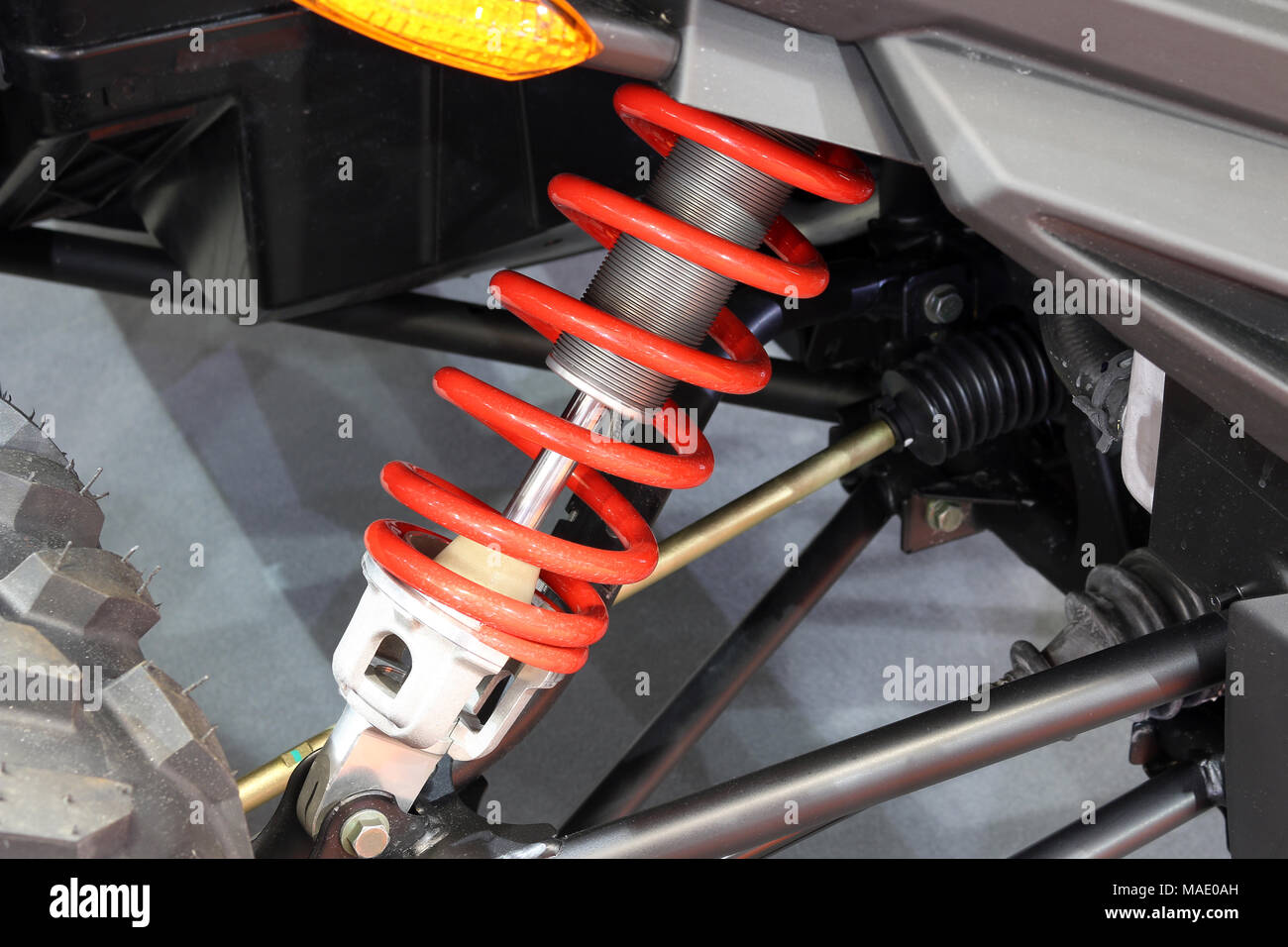 all terrain vehicle shock absorber detail Stock Photo Alamy
