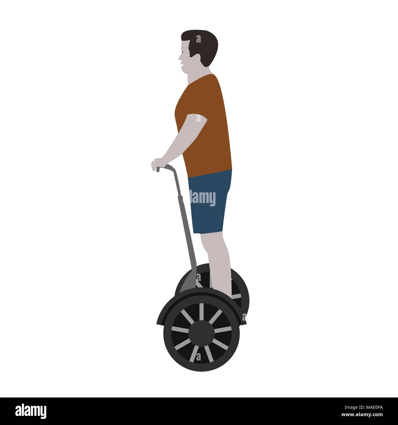 Vector illustration of a man resting and fast rides on electric wheels