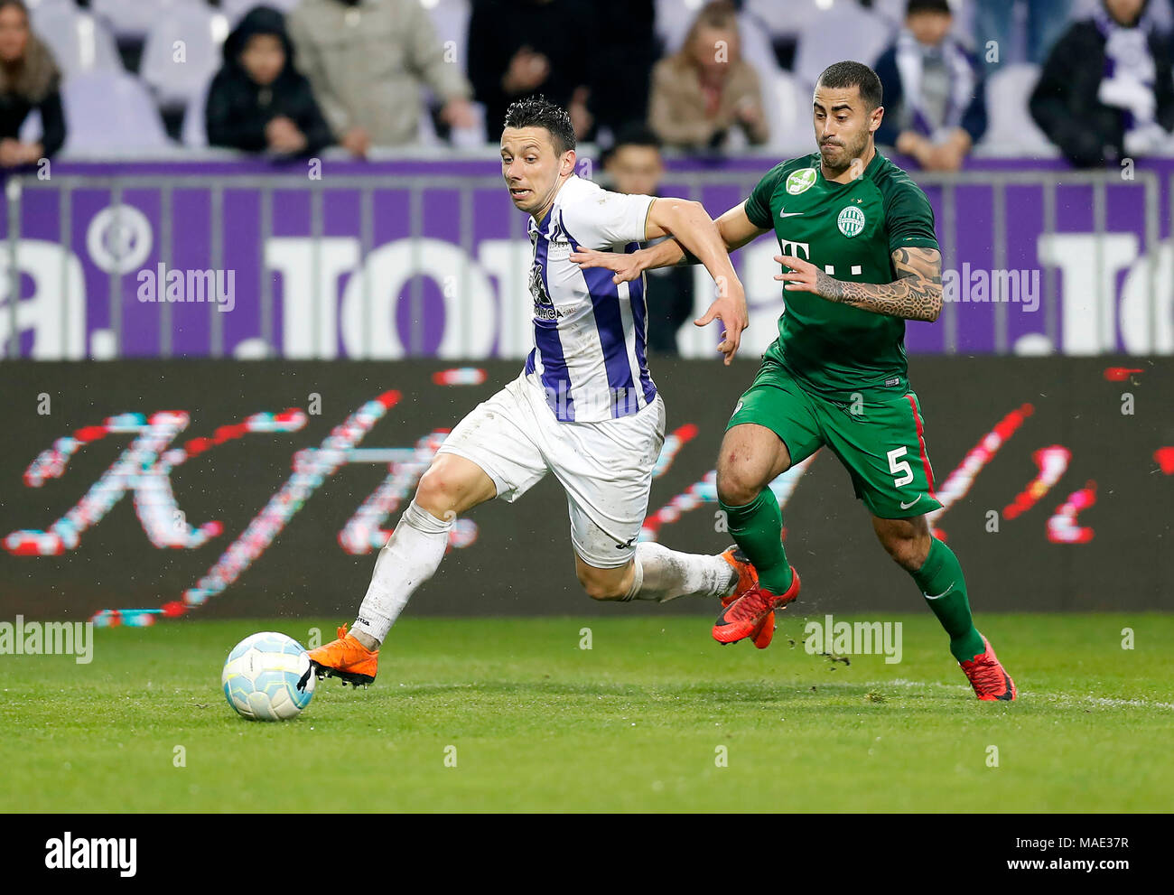 Budapest, Hungary, 31 Mar 2018. (l-r) Robert Litauszki of Ujpest