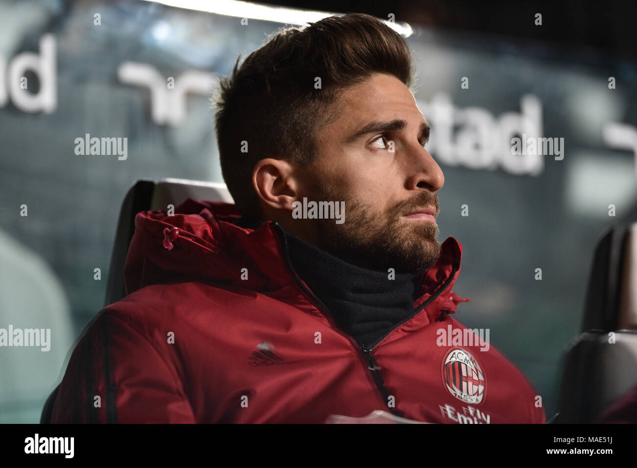 Milan's player during the Serie A football match between Juventus FC vs AC Milan at Allianz Stadium  on 31 March 2018 in Turin, Italy. Credit: Antonio Polia/Alamy Live News Stock Photo