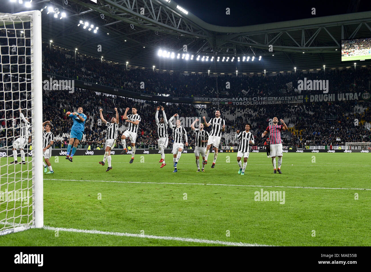 Juventus Players during the Serie A football match between Juventus FC vs AC Milan at Allianz Stadium  on 31 March 2018 in Turin, Italy. Credit: Antonio Polia/Alamy Live News Stock Photo