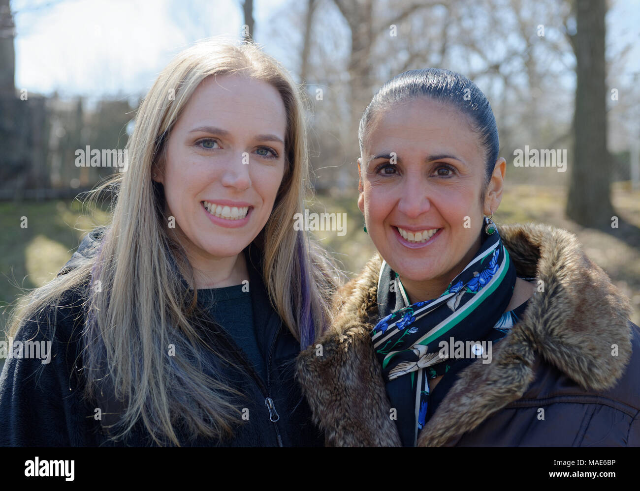 North Merrick, New York, USA. 31st Mar, 2018. R-L, SUE MOLLER the Co-President of North and Central Merrick Civic Association, and Hempstead Town Clerk SYLVIA CABANA pose at the Annual Eggstravaganza, with Easter Egg Hunt, held at Fraser Park and hosted by NCMCA and Merrick's American Legion Auxiliary Unit 1282. Credit: Ann Parry/ZUMA Wire/Alamy Live News Stock Photo