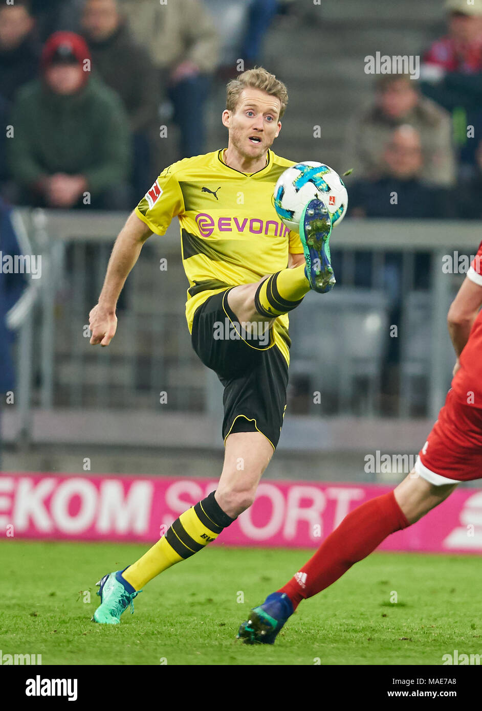Fc Bayern Munich Soccer Munich March 31 2018 Andre Schuerrle Bvb 21 Drives The Ball Action