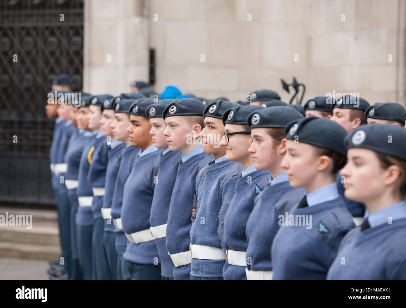 Royal Courts of Justice, London, UK. 1 April 2018. The RAF100 Baton ...
