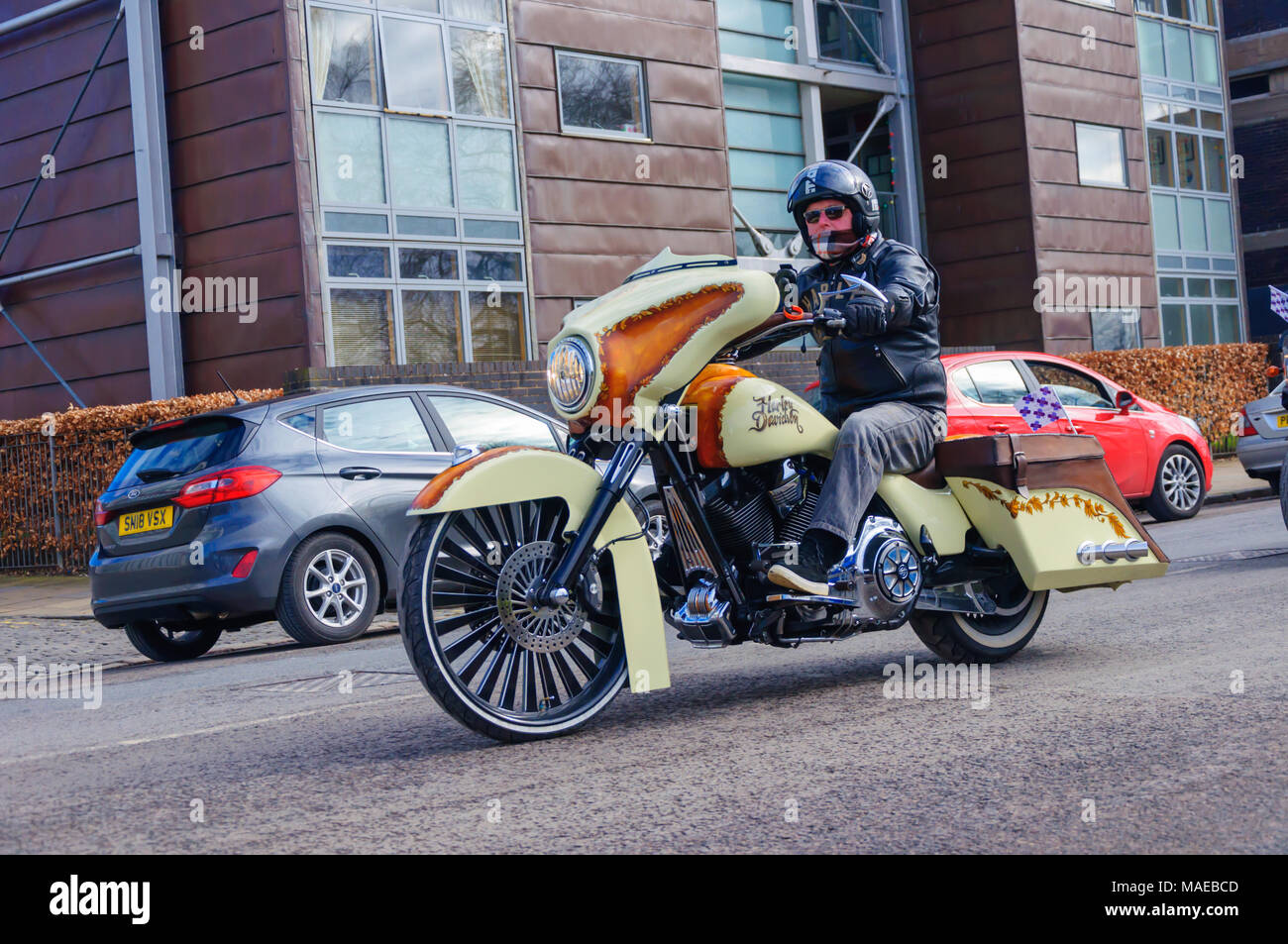 Glasgow, Scotland, UK. 1st April, 2018. Over 1000 bikers, many wearing