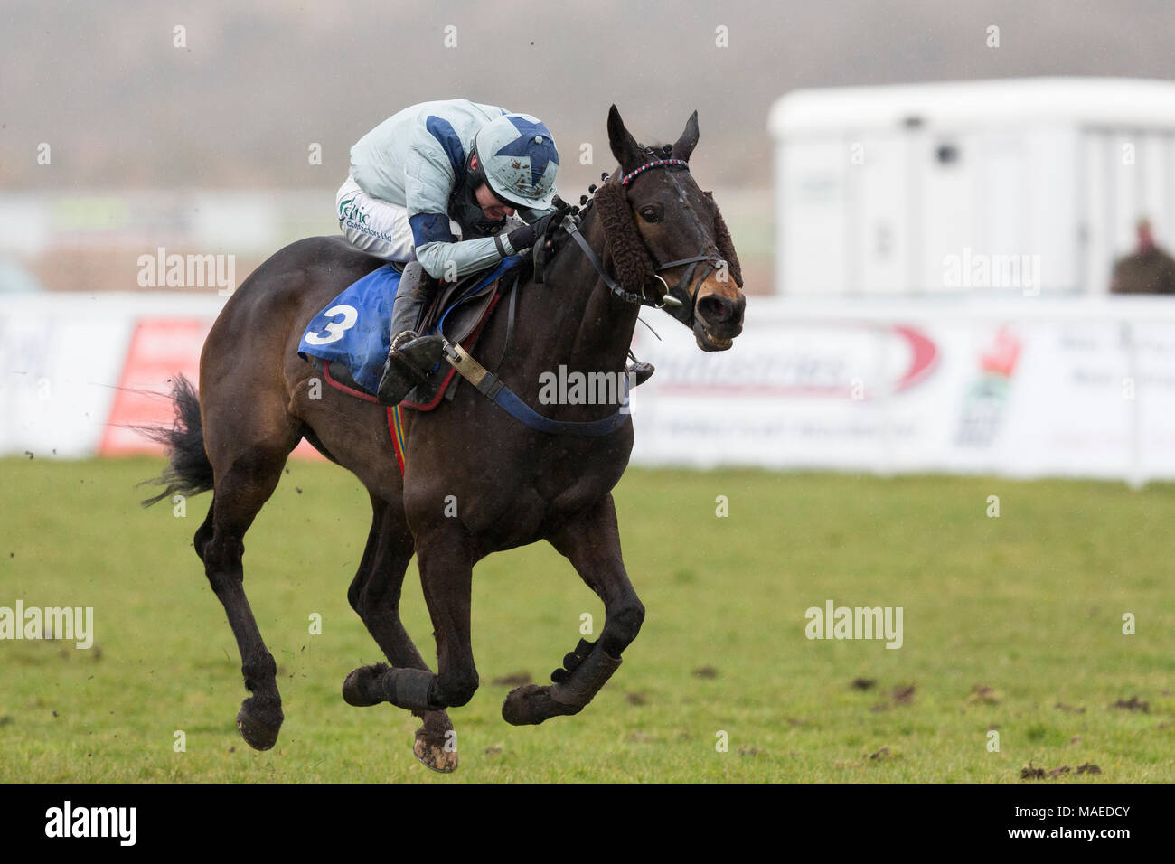 Never Equalled  (jockey Sean Houlihan) wins a race at Ffos Las Racecourse Stock Photo